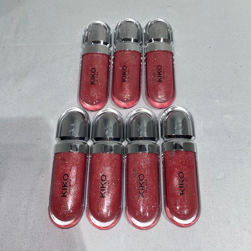 Lot of 7 Kiko Milano 3D Hydra Lipgloss 17 Pearly Mauve Shimmer Pink Makeup‎ New